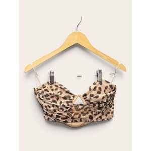 Rosevelvet Leopard Print Underwire Bandeau Tube Top 2X NWT Animal Print Cutout